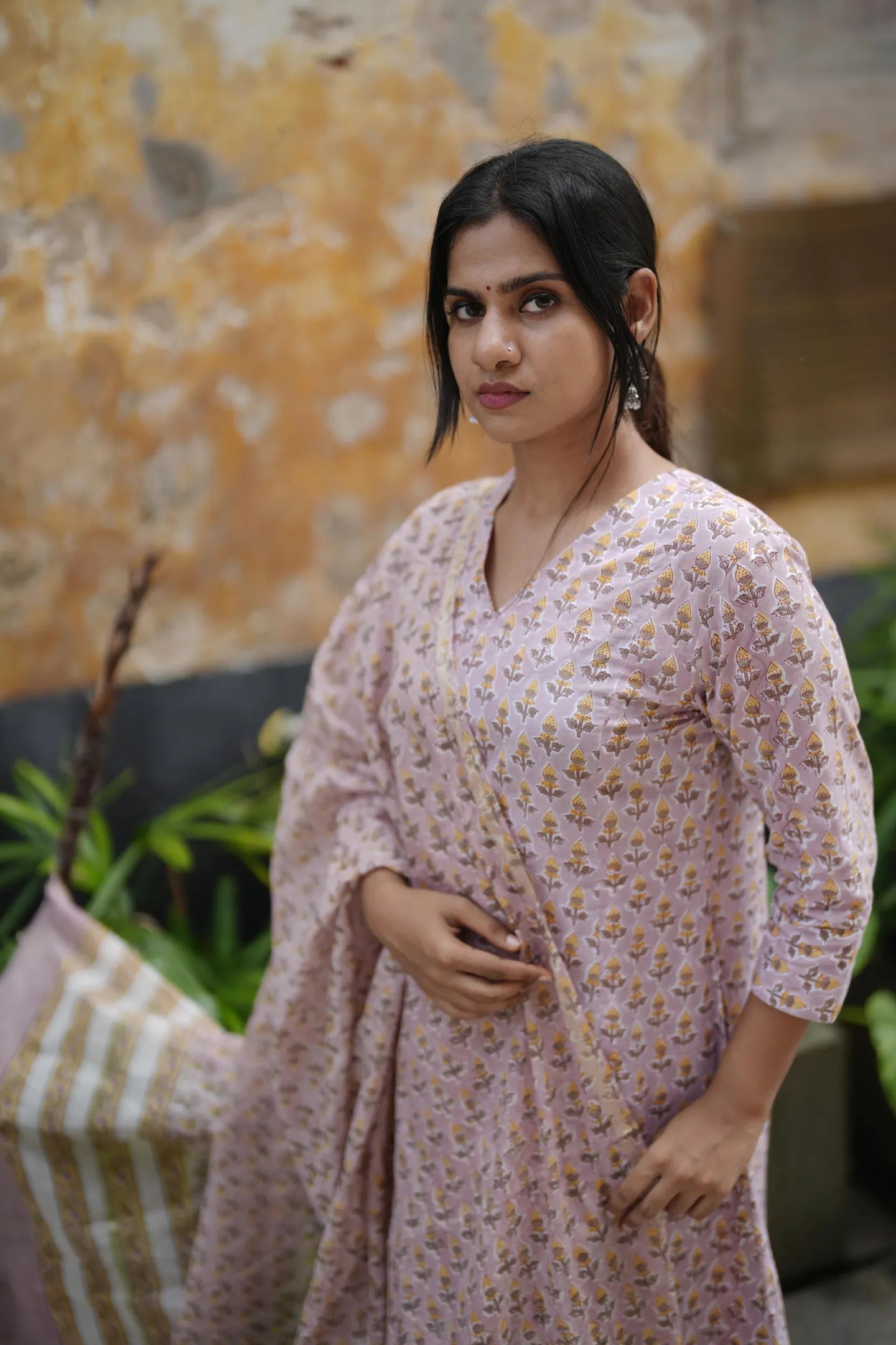 BLOCK KALI - DUSTY LILAC WITH MUSTARD