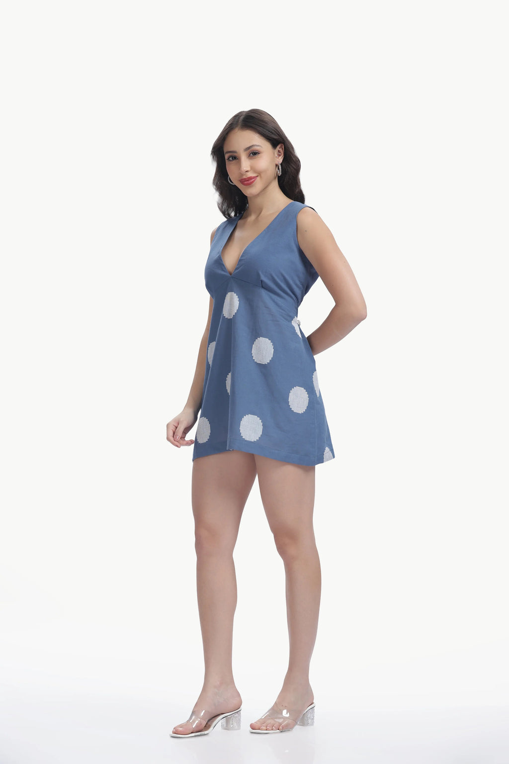 HANDLOOM JAMDHAINI SLEEVELESS SHORT DRESS Tulen
