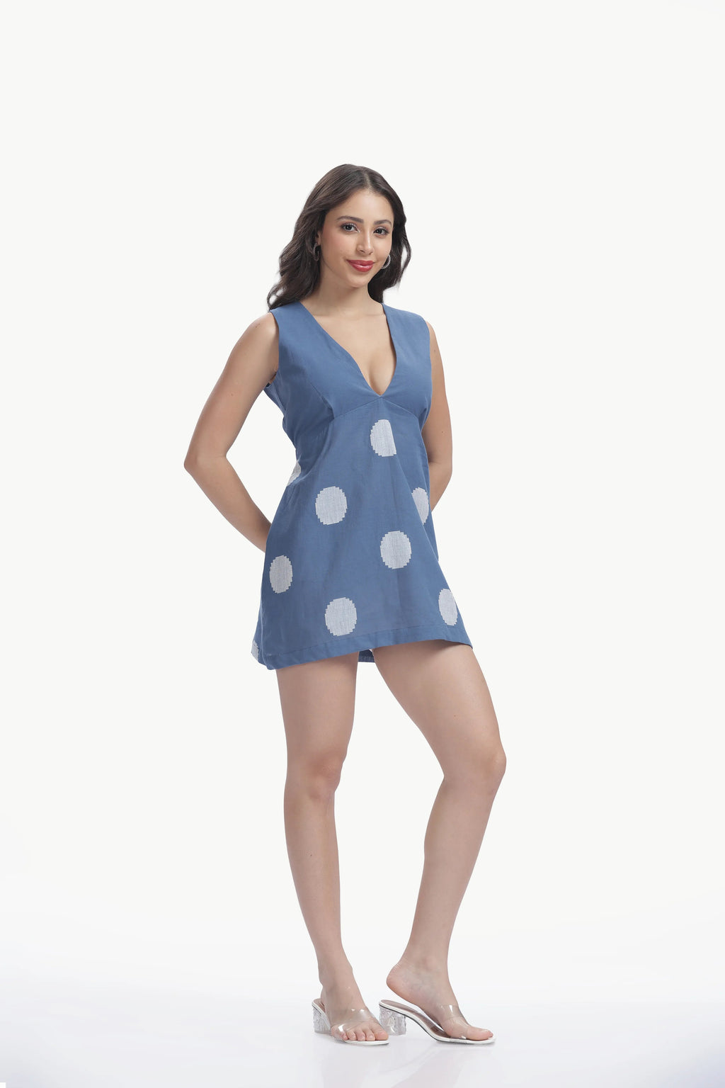 HANDLOOM JAMDHAINI SLEEVELESS SHORT DRESS Tulen