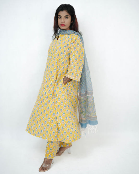 Yellow Kurtha Set