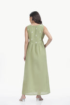 HANDLOOM JAMDHAINI STRAP MAXI DRESS GREEN Tulen
