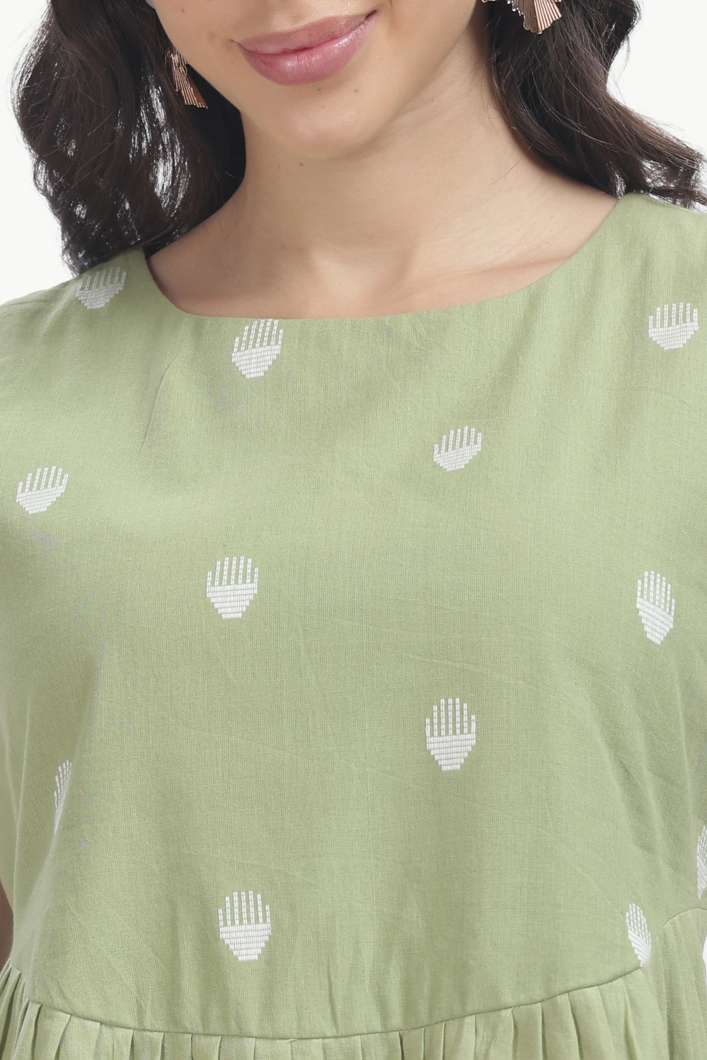 HANDLOOM JAMDHAINI STRAP MAXI DRESS GREEN Tulen