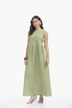 HANDLOOM JAMDHAINI STRAP MAXI DRESS GREEN Tulen