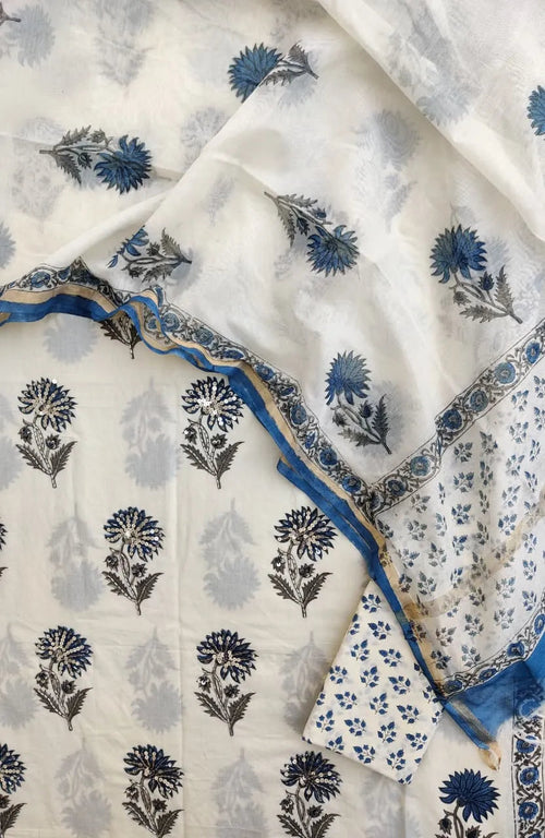 COTTON HAND BLOCK SUIT & CHANDERI DUPATTA Tulen