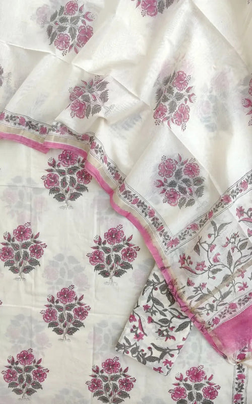 COTTON HAND BLOCK SUIT & CHANDERI DUPATTA Tulen