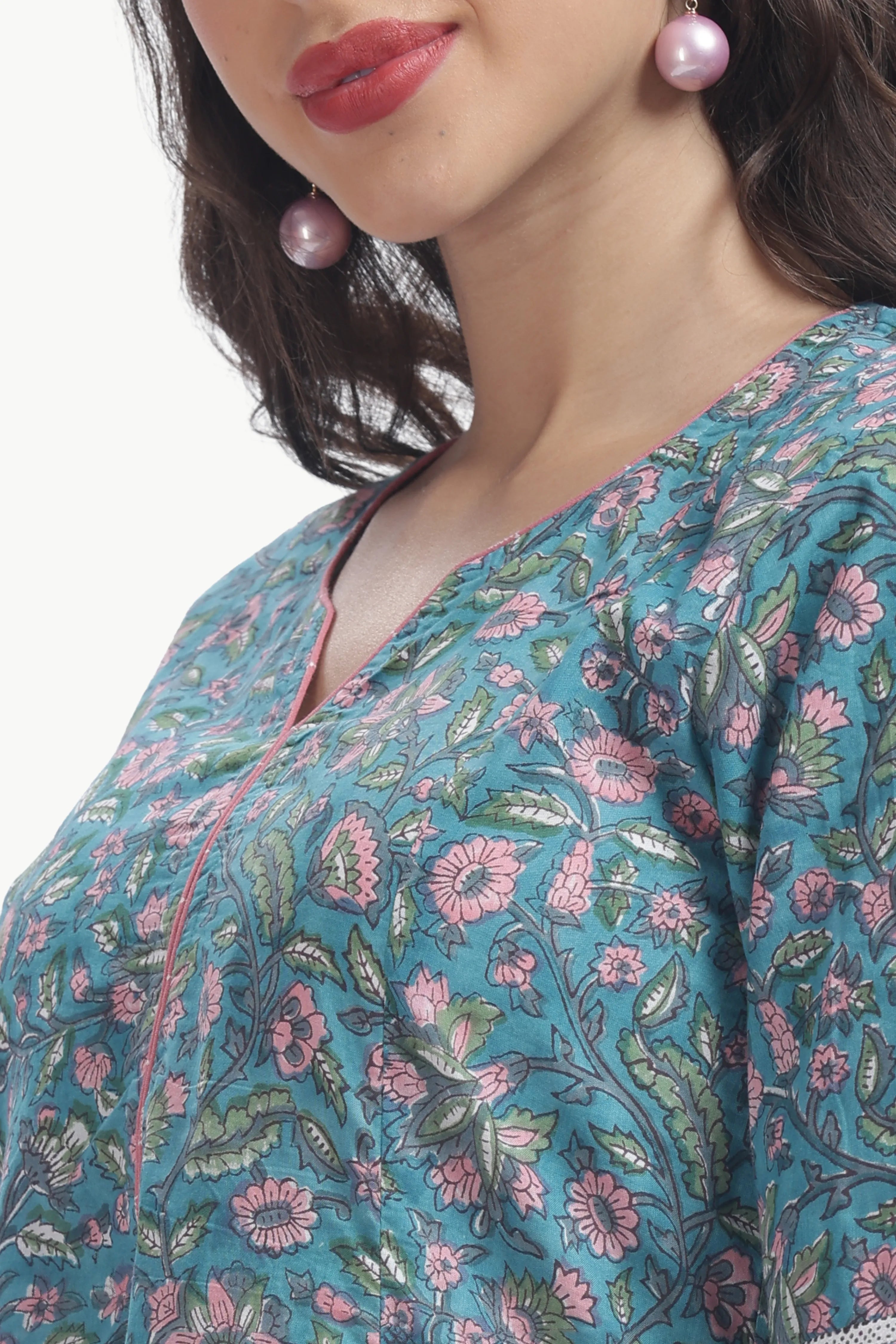 ERA KURTI SET TEAL GREEN