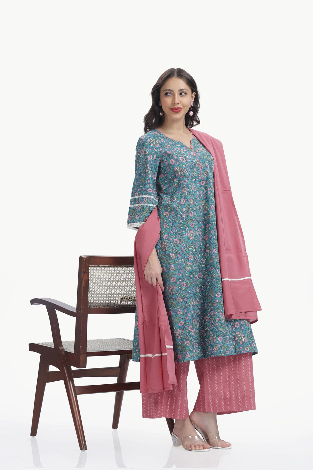 ERA KURTI SET TEAL GREEN