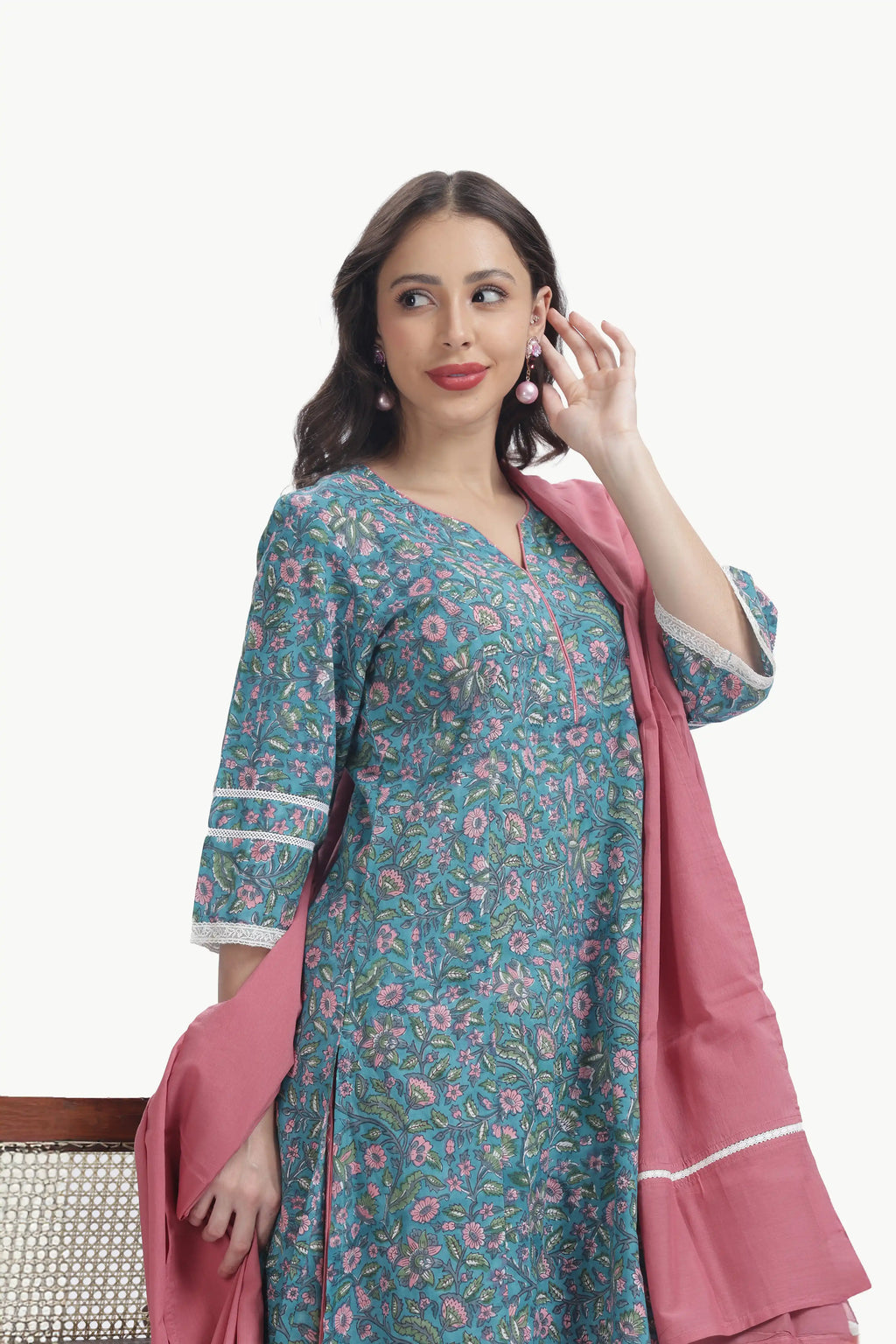 ERA KURTI SET TEAL GREEN