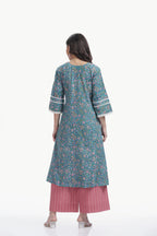 ERA KURTI SET TEAL GREEN
