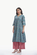 ERA KURTI SET TEAL GREEN