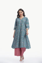ERA KURTI SET TEAL GREEN