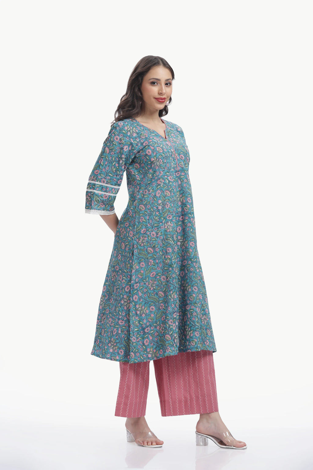 ERA KURTI SET TEAL GREEN