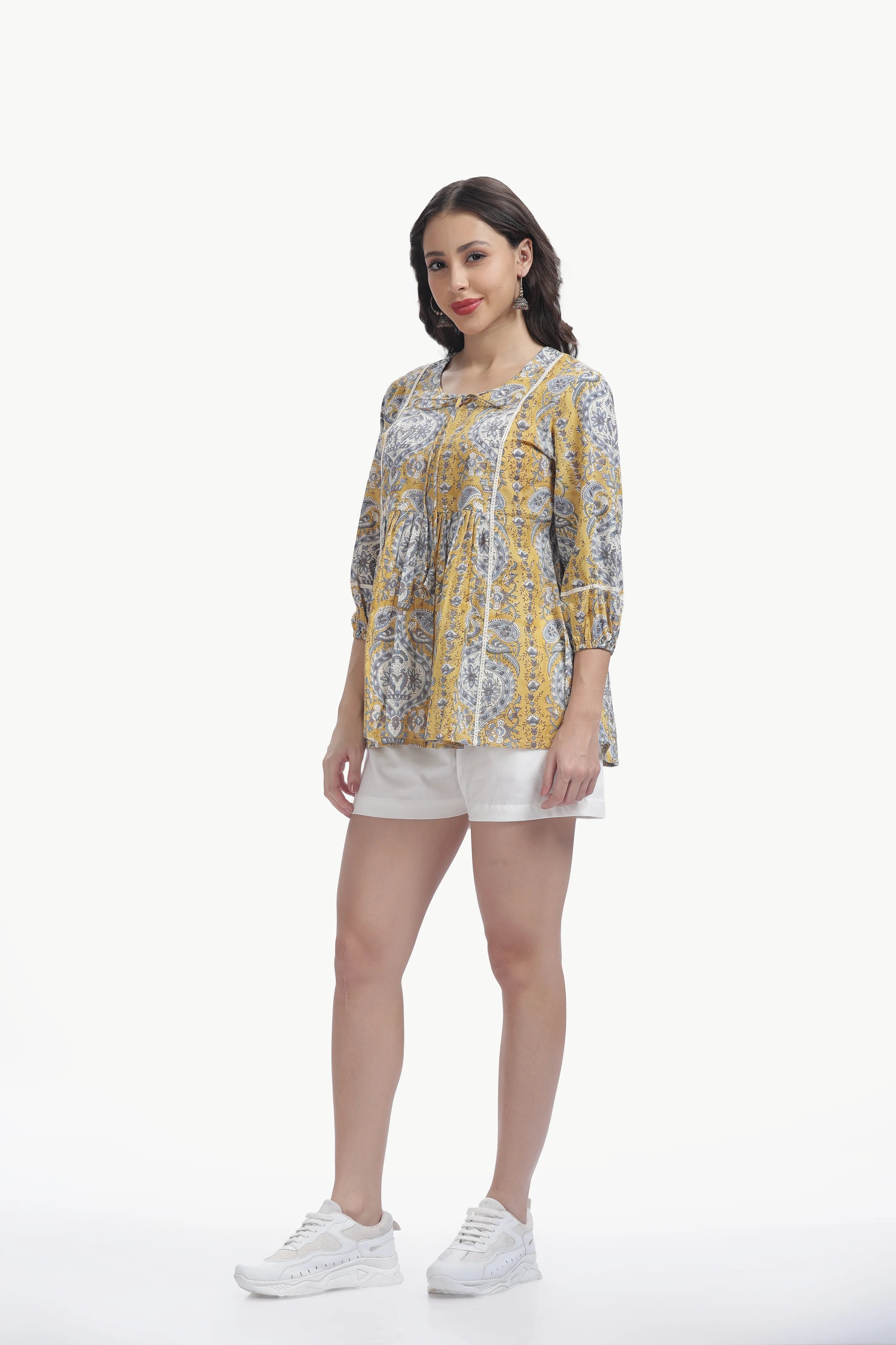 KYRA TUNIC MUSTARD YELLOW & GREY Tulen