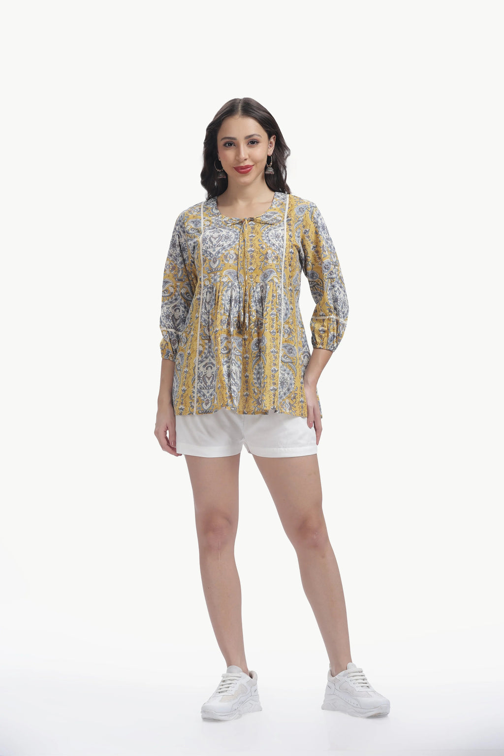 KYRA TUNIC MUSTARD YELLOW & GREY Tulen