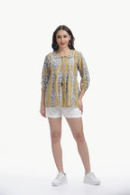 KYRA TUNIC MUSTARD YELLOW & GREY Tulen