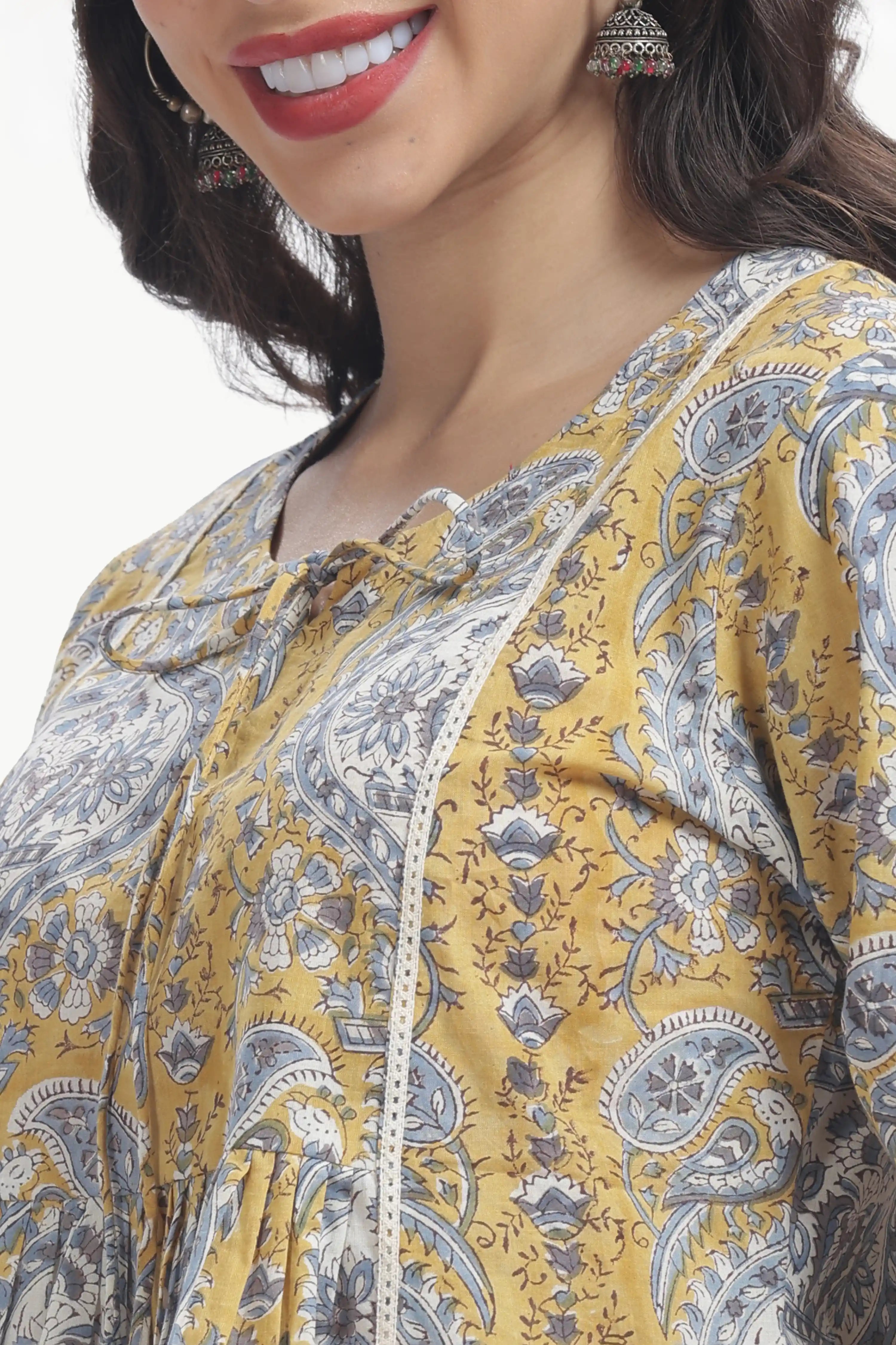 KYRA TUNIC MUSTARD YELLOW & GREY Tulen