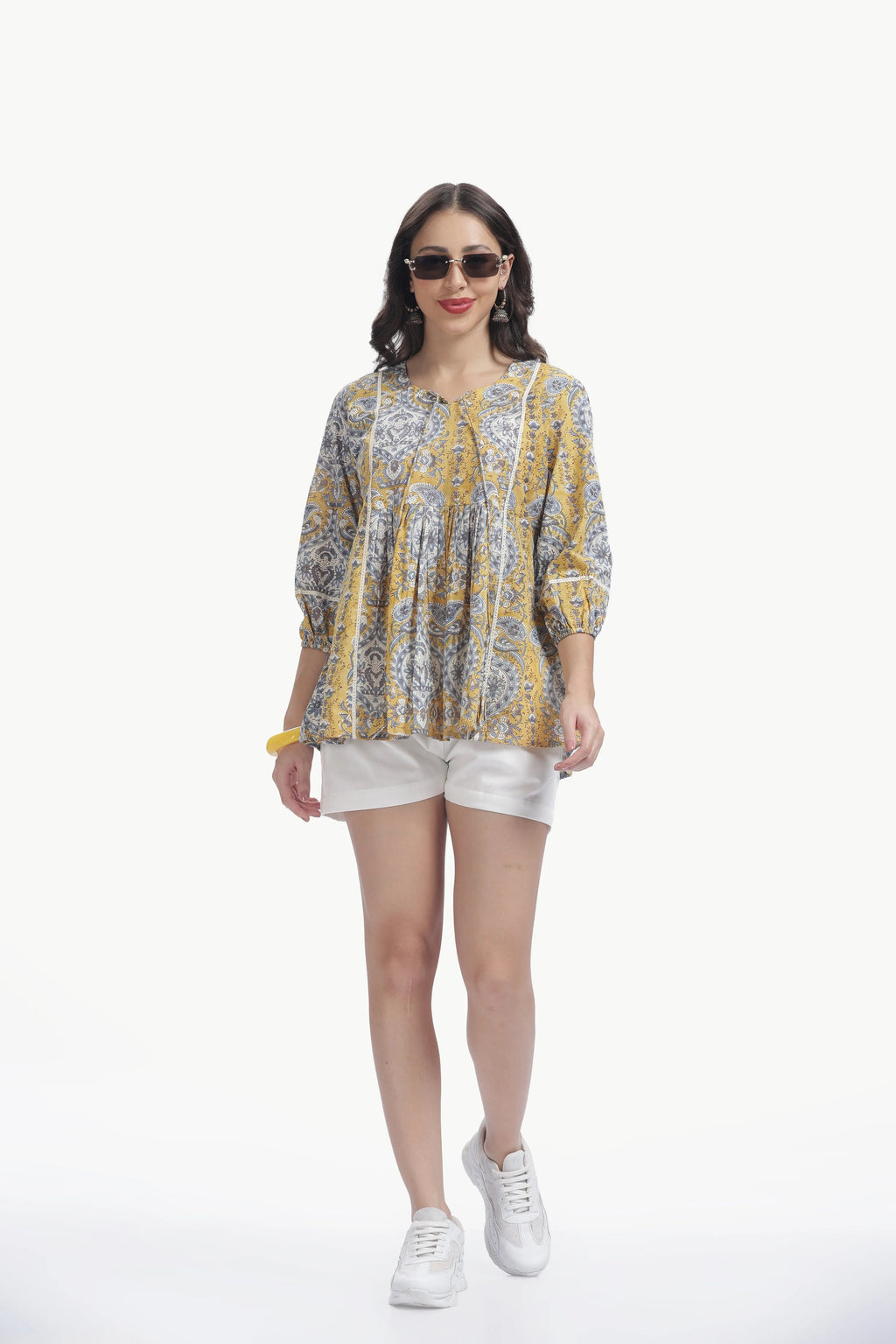 KYRA TUNIC MUSTARD YELLOW & GREY Tulen