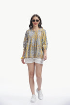 KYRA TUNIC MUSTARD YELLOW & GREY Tulen