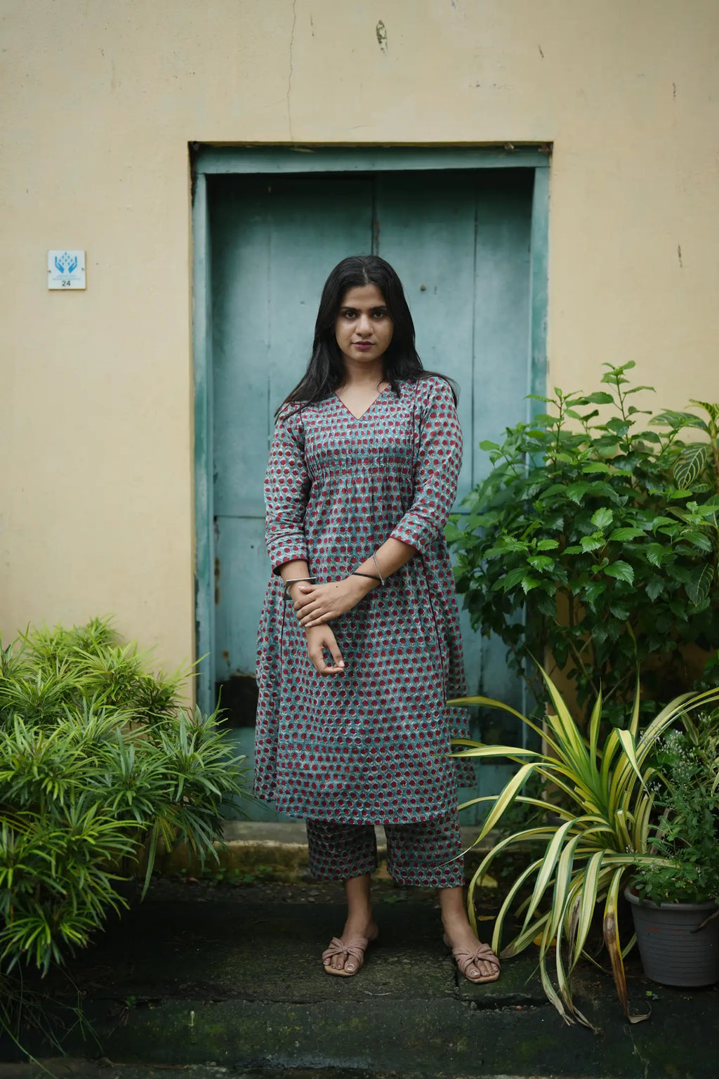 SAIRA CO-ORD SET - TEAL BLUE