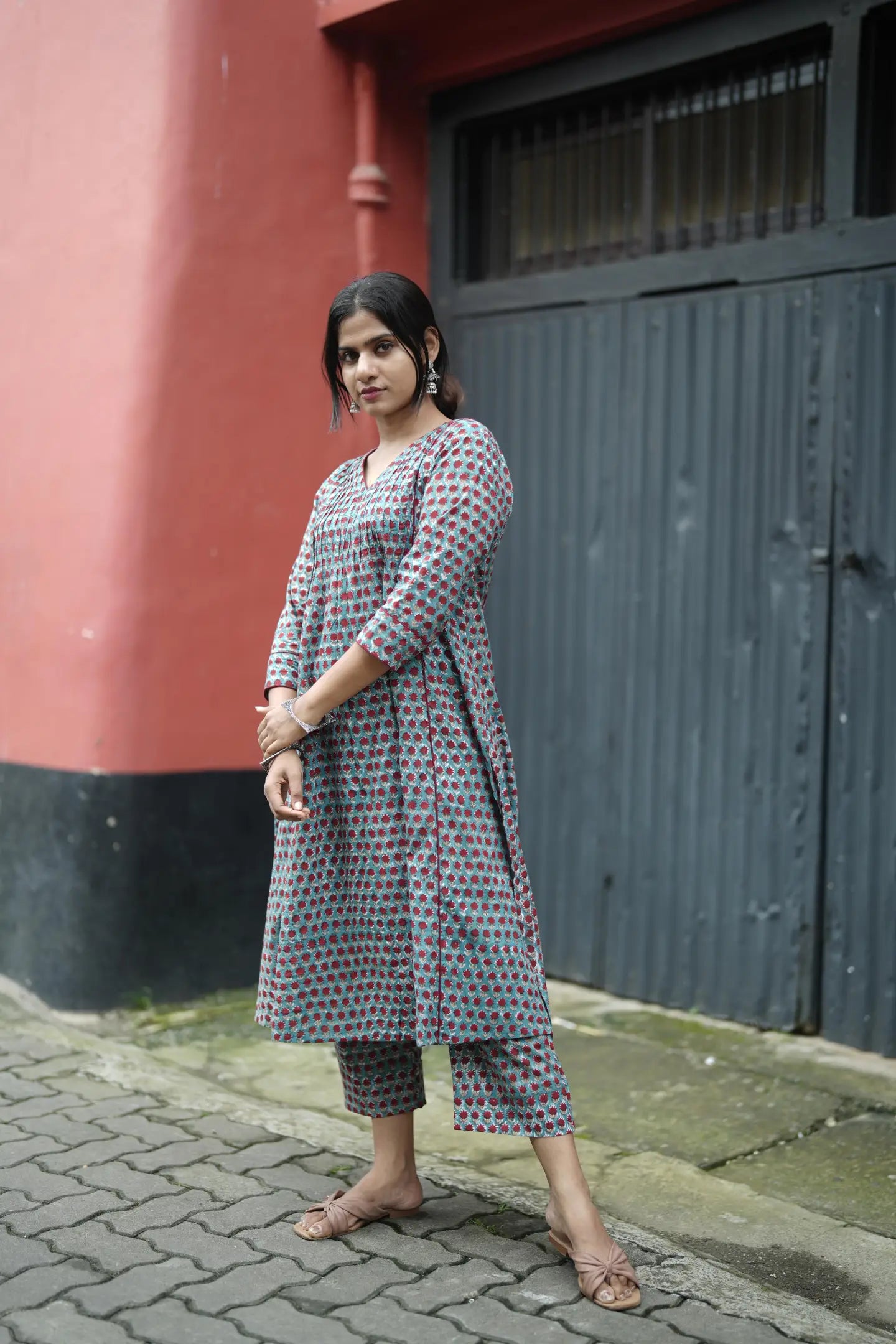 SAIRA CO-ORD SET - TEAL BLUE